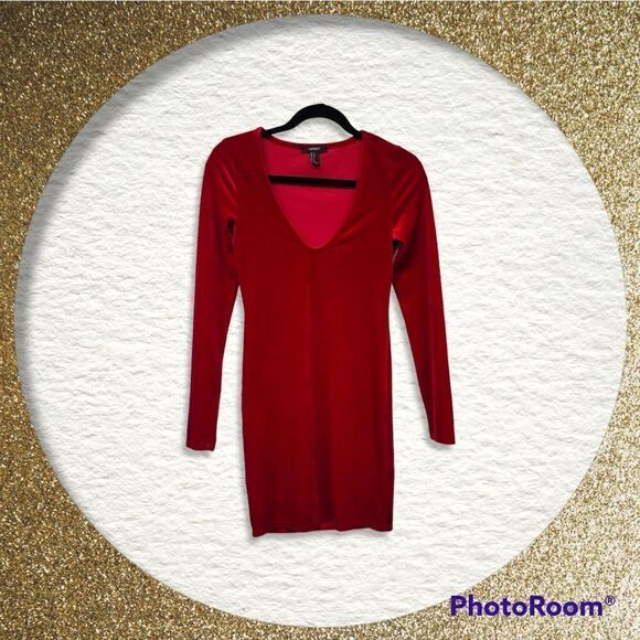 Forever 21 red velvet mini dress - Picture 6 of 7